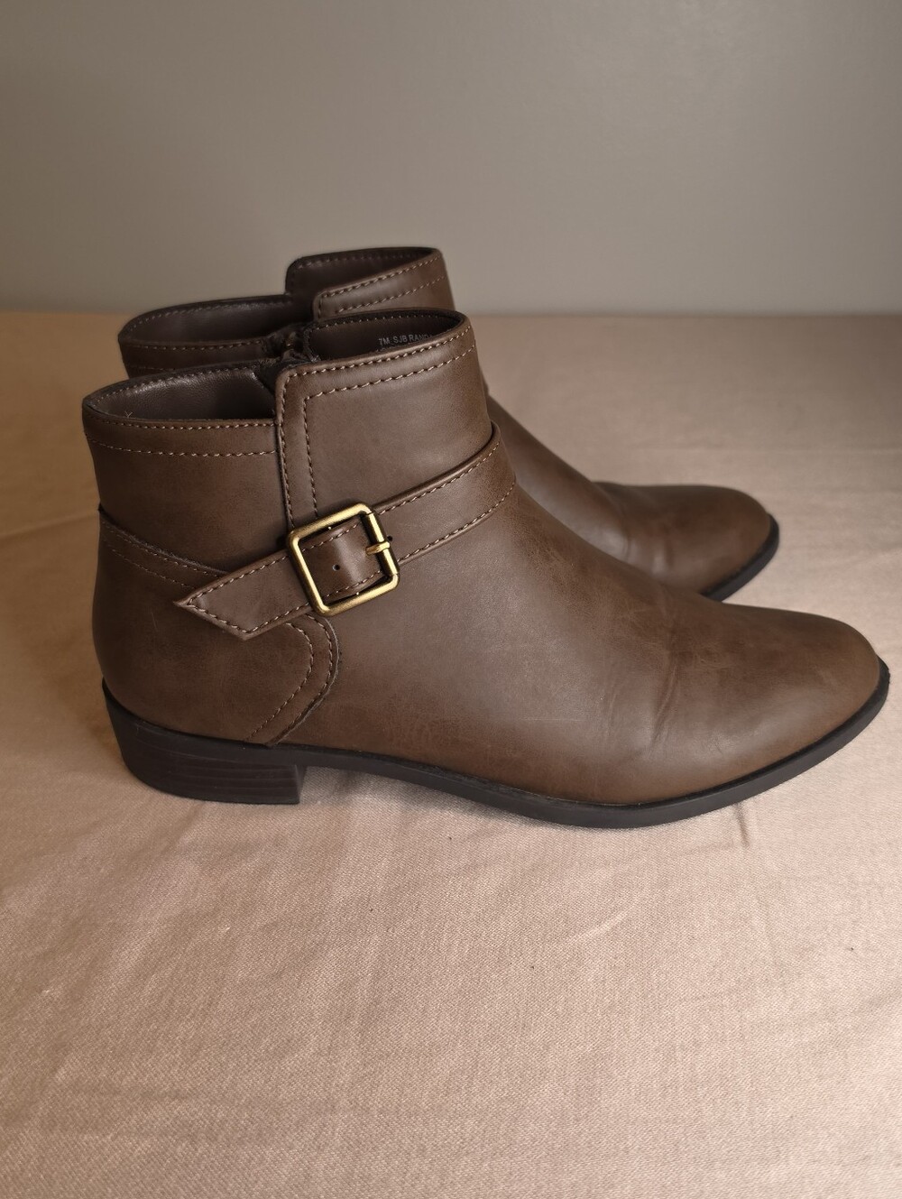 St. John's Bay Women's Brown Ankle Boot with Buckle Detail US 7M